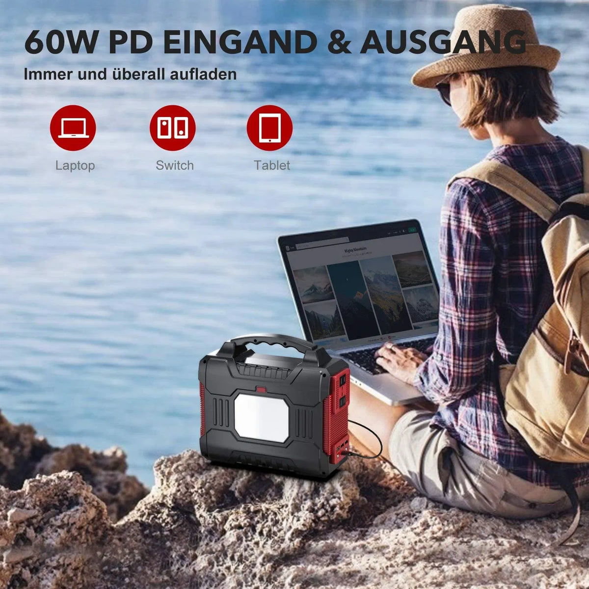 72000mAh Portable Power Station & Emergency Solar Generator (220V AC)