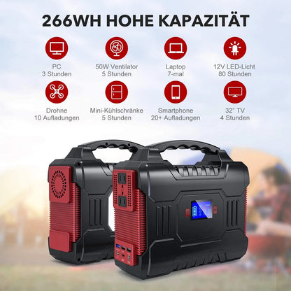 72000mAh Portable Power Station & Emergency Solar Generator (220V AC)