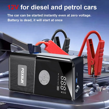 Compact 12V Emergency Car Jump Starter & Portable Power Bank