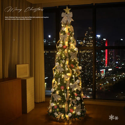 1.8m Pop-Up Foldable Christmas Tree with Decorative Ornaments (PVC)