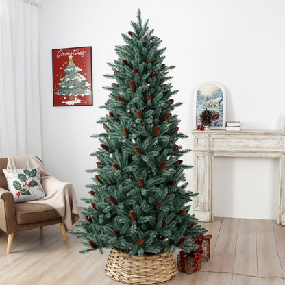 1.8m Dark Green PVC Artificial Christmas Tree with Natural Pinecones
