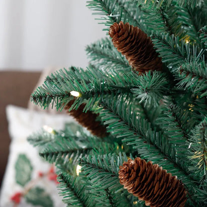 1.8m Dark Green PVC Artificial Christmas Tree with Natural Pinecones