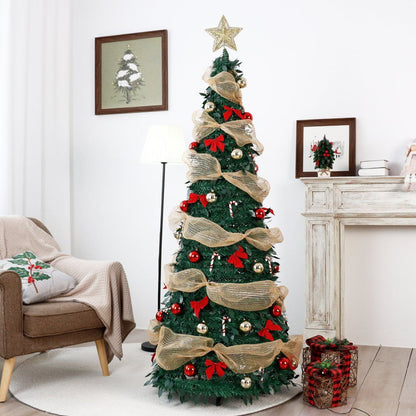 Hot Sale 4/5/6/7FT Christmas Party Decoration Artificial Pre-Lit Foldable Christmas Tree