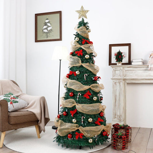 Hot Sale 4/5/6/7FT Christmas Party Decoration Artificial Pre-Lit Foldable Christmas Tree