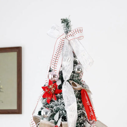 Festive Red & White Pop-Up Foldable Christmas Tree with Ornaments