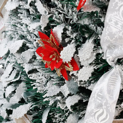 Festive Red & White Pop-Up Foldable Christmas Tree with Ornaments