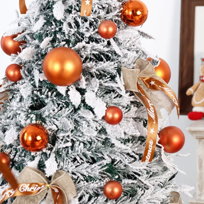 Slim Foldable Pop-Up Artificial Christmas Tree with Festive Ball Ornaments