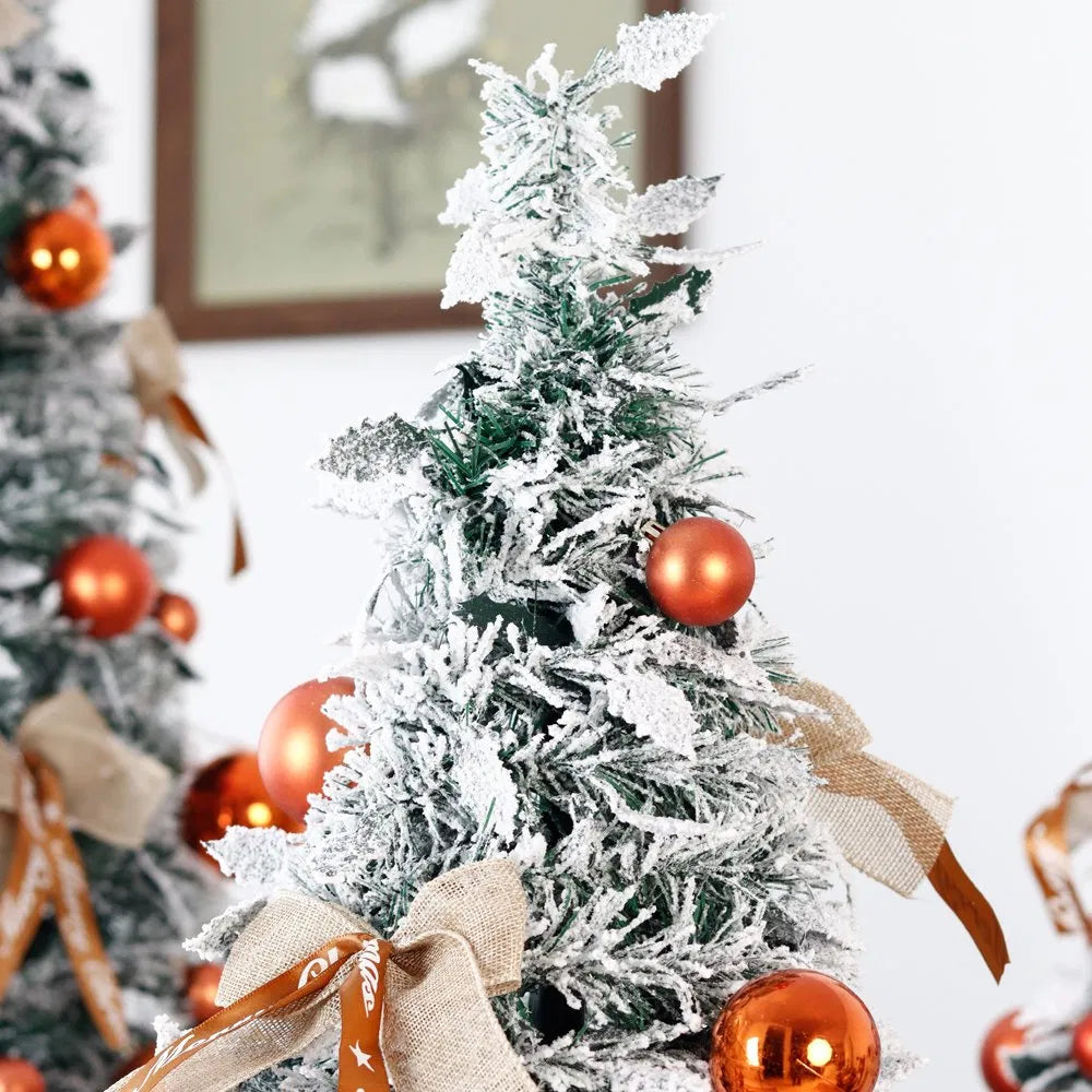 Slim Foldable Pop-Up Artificial Christmas Tree with Festive Ball Ornaments