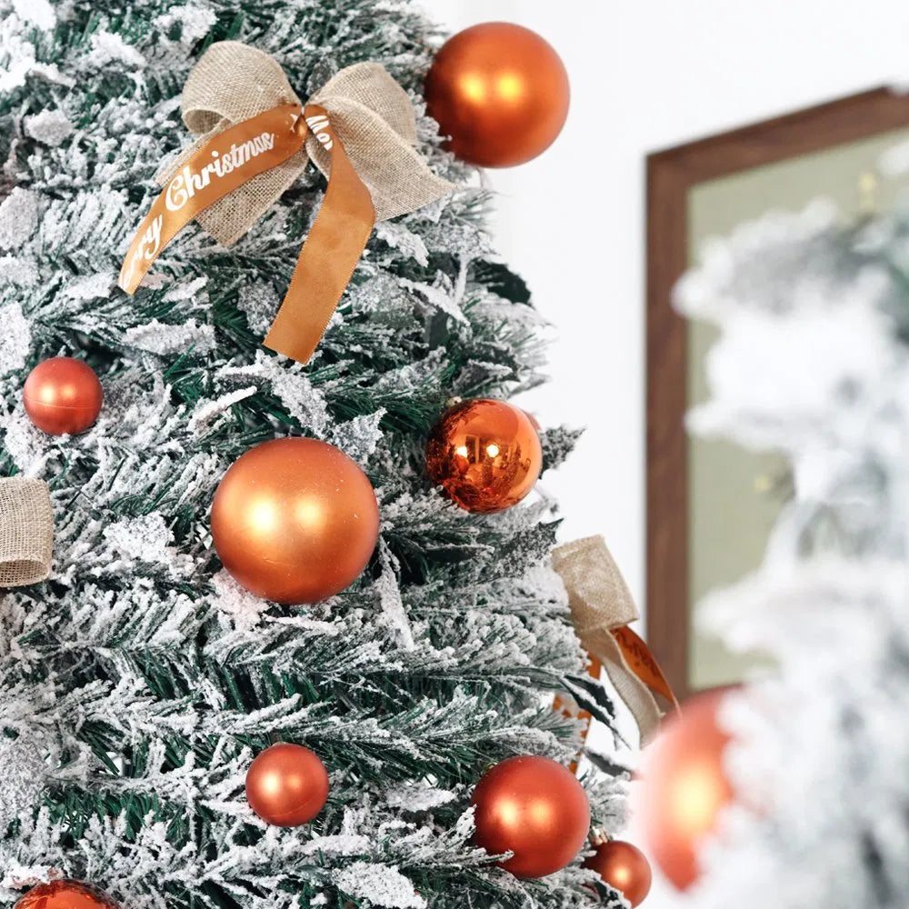 Slim Foldable Pop-Up Artificial Christmas Tree with Festive Ball Ornaments