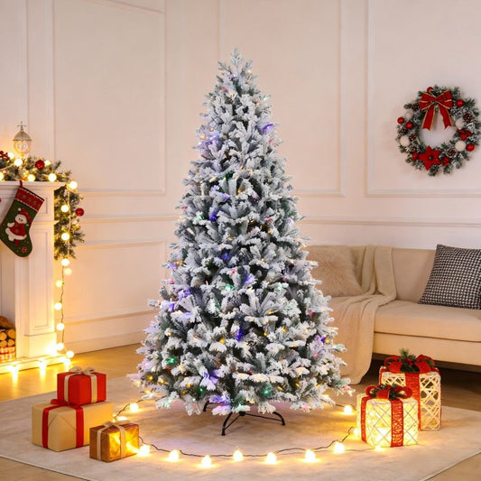 Wholesale Flokcked Christmas Tree with LED Lights PE Mixed PVC LED Christmas Tree