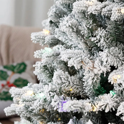 Flocked Snow Artificial Christmas Tree with LED Lights (PE & PVC Mix)