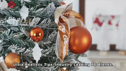 Slim Foldable Pop-Up Artificial Christmas Tree with Festive Ball Ornaments