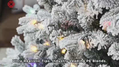 Flocked Snow Artificial Christmas Tree with LED Lights (PE & PVC Mix)